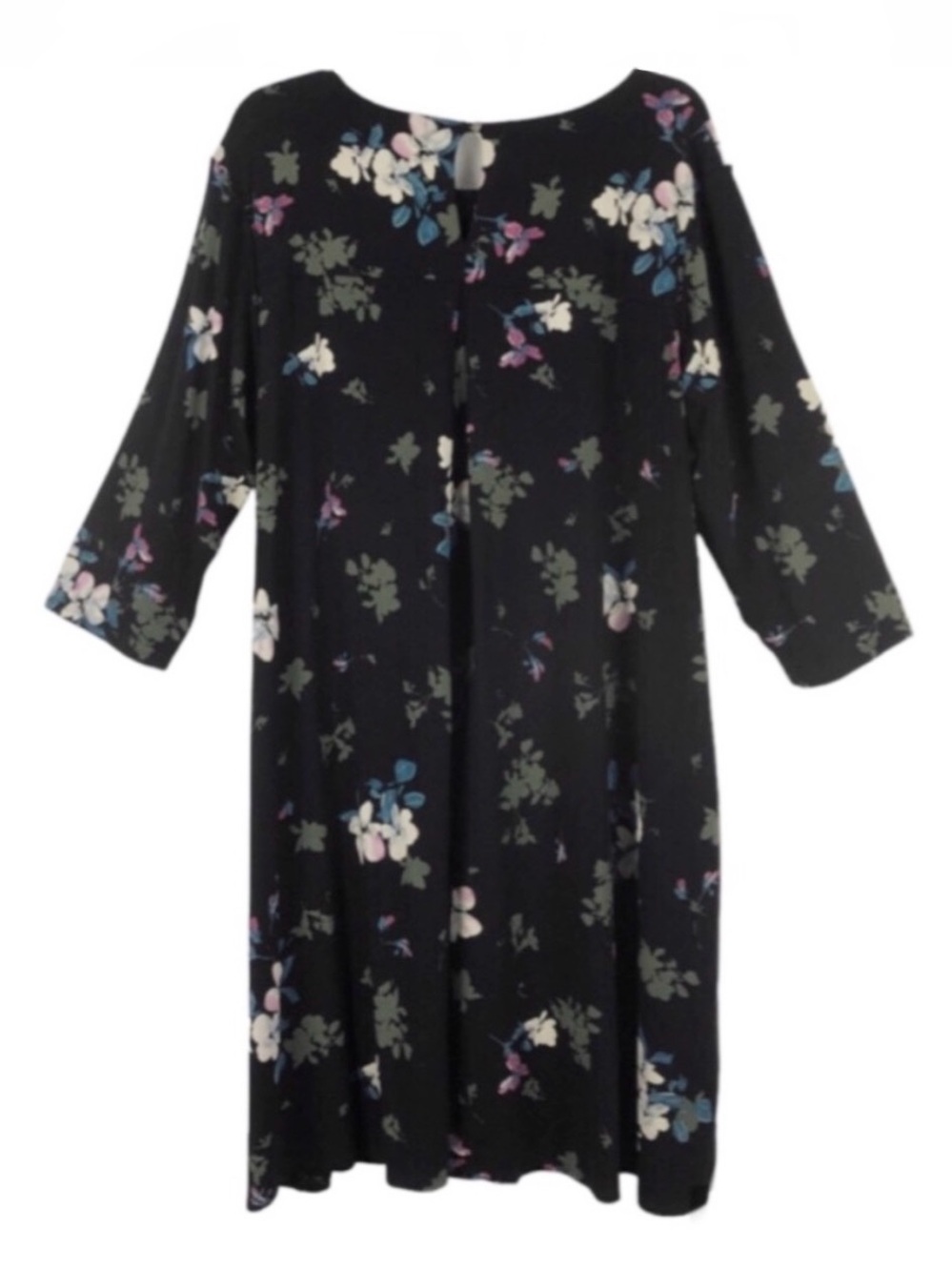 J Jill Wearever Perfect Black Floral Ballet Sleeve Dress Size 2X - Picture 2 of 16
